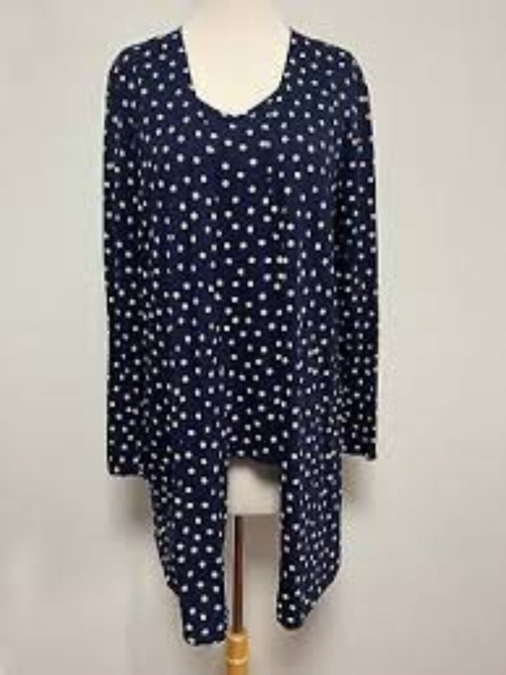 Chico's Lots of Dots Twin Set Cami & Cardigan Desert Sand & Navy Blue Size 2